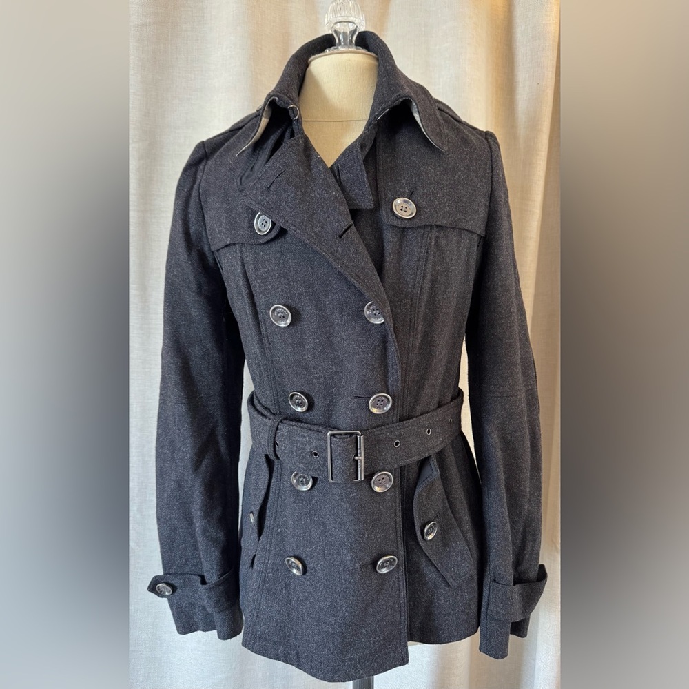 Burberry Charcoal Double-Breasted Wool coat Size 8